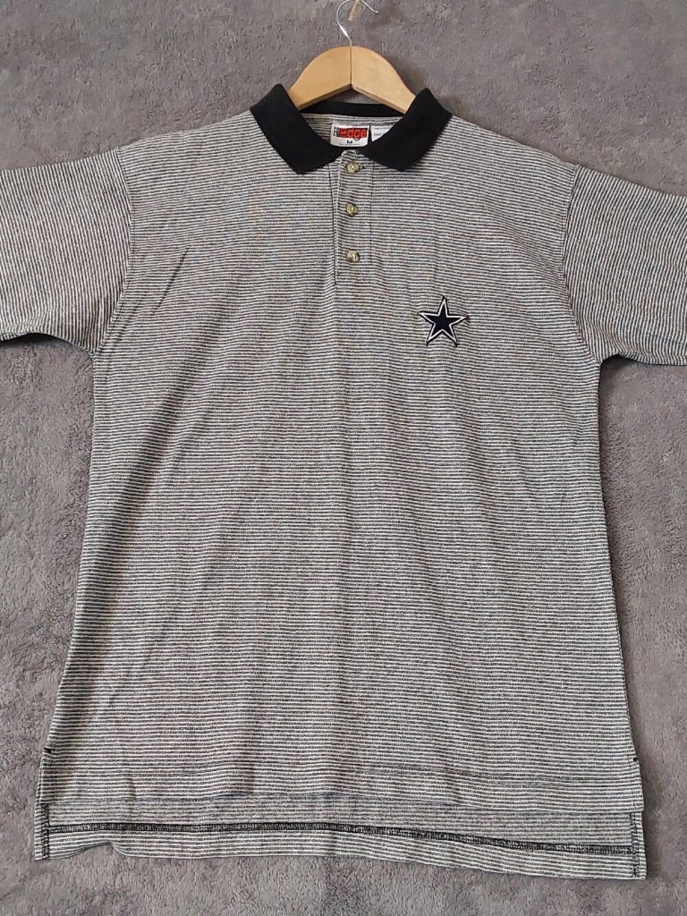 Dallas Cowboys Vintage Striped Polo Shirt NFL Edge Men’s Medium 1998